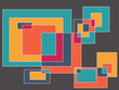 Vivid color squares overlap on black background