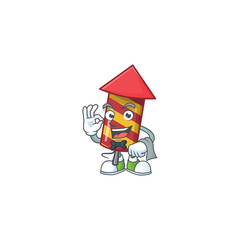 Wall Mural - Red stripes fireworks rocket Character on A stylized Waiter look