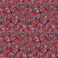 Beautiful watercolor butterflies background. Hand drawn butterfly shapes seamless pattern