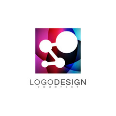 Poster - technology gradient logo vector design color full
