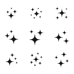 Wall Mural - set of vector stars sparkle icon. bright firework, twinkle, shiny flash. sparkles symbols vector. gl