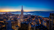 Aerial Cityscape View Of San Francisco At Night
