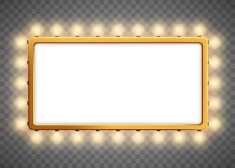 Wall Mural - Banner or frame with light bulbs with copy space