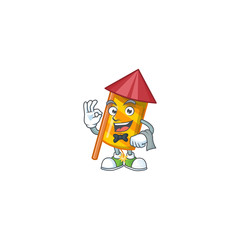 Sticker - Yellow stripes fireworks rocket Character on A stylized Waiter look