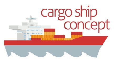 Wall Mural - Logistics cargo container ship concept icon illustration in a flat modern style