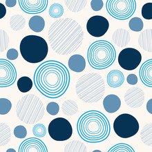Circle Abstract Seamless Pattern With Hand Drawn. Vector Geometric Circles For Fashion Illustration And Textile Print.