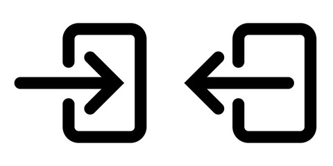 icons sign in and sign out app vector symbol logout and login, arrow and door icon exit and entry
