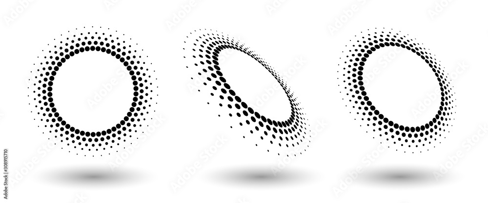 Halftone circle frame, abstract dots logo emblem design element for any ...