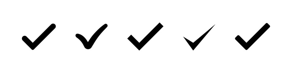 Poster - set of black check mark isolated vector icons. vote symbol tick. approved icon. check mark icon set.