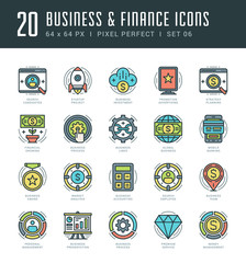 Poster - Outline icons set trendy modern vector symbols business and finance concepts
