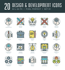 Poster - Outline icons set trendy modern vector symbols graphic design and development concepts