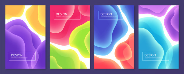 Wall Mural - set of abstract minimalist vector covers, brochure templates, flyers, backgrounds with liquid bubble
