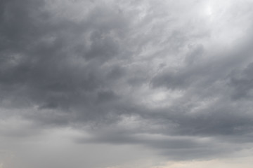 Thick grey clouds on the sky.