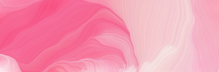 Poster - colorful horizontal banner. contemporary waves illustration with light pink, baby pink and pale violet red color