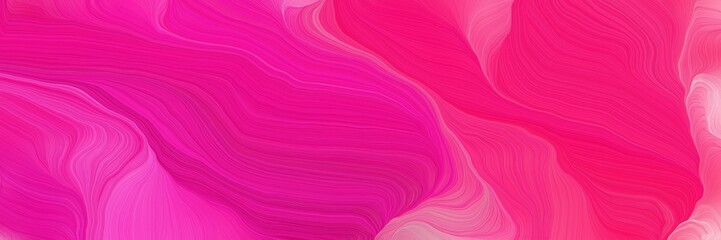 Aufkleber - colorful horizontal banner. smooth swirl waves background illustration with deep pink, hot pink and neon fuchsia color