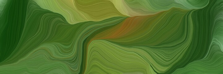 Poster - horizontal banner with waves. modern soft swirl waves background design with dark olive green, dark khaki and olive drab color