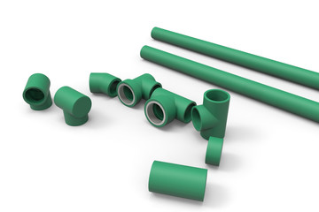 Pipes for water. Pipe. Tube. Sanitary. 3D rendering.