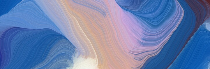 Poster - dynamic horizontal banner. smooth swirl waves background illustration with steel blue, silver and teal blue color