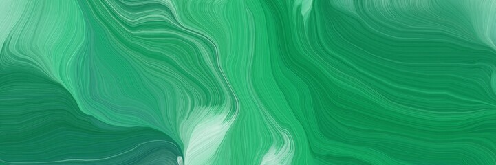 Poster - dynamic horizontal banner. elegant curvy swirl waves background design with sea green, pastel blue and medium aqua marine color