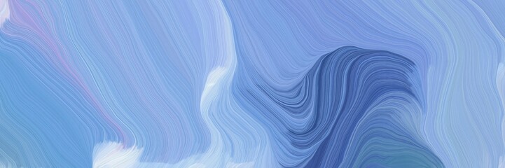 Poster - dynamic horizontal banner. curvy background design with corn flower blue, teal blue and lavender blue color