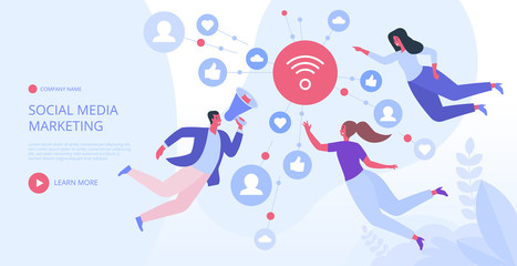Poster - Social media marketing concept. Landing page
