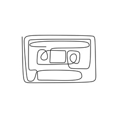 Wall Mural - Continuous one line drawing of cassette for tape player. Concept of 80s, 90s style vintage minimalism symbols.