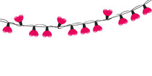 Pink Heart Shaped Fairy Lights On White Background Vector Illustration EPS10