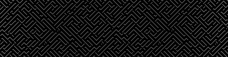 Poster - Striped geomitrical illustration. Monochrome background. Maze. Diagonal lines.