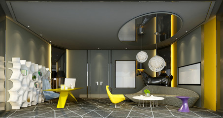 Wall Mural - 3d render modern working office