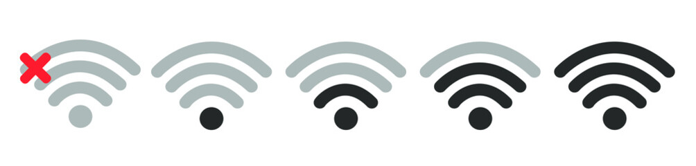 Poster - Wifi Wireless Lan Internet Signal Flat Icons For Apps Or Websites - Isolated On white Background
