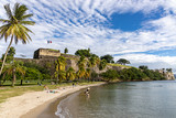 Fototapeta  - Strand unterhalb von Fort Saint Louis in Fort-de-France, Martinique