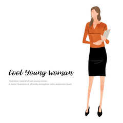 Wall Mural - Illustration material: business scene, young woman