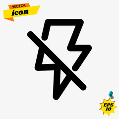 Poster - no flash icon. simple outline no flash vector icon. on white background.