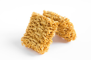 asian dry instant noodle on white background.