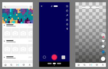Poster - Social network interface app. UI UX KIT Flat design. Vector template application. New Mock up. Mobile mock-up flat style. Web site mobile template.