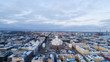 Helsinki, Finland. Aerial view Of Christmas Market On Senate Square In Sunset Evening Illuminations.