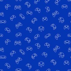 Wall Mural - Video game controller background Gadgets and devices seamless pattern Classic Blue color