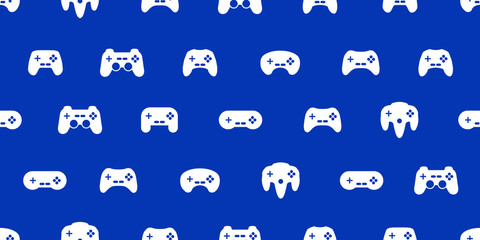 Canvas Print - Video game controller background Gadgets and devices seamless pattern Classic Blue color