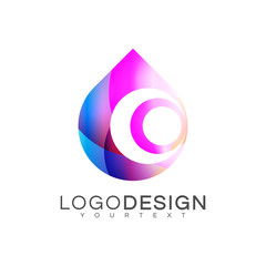Poster - water drops gradient logo vector design color full