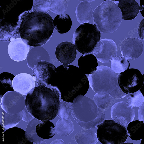 Watercolor seamless pattern with colorful abstract circles. Abstract geometri...