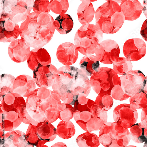 Watercolor seamless pattern with colorful abstract circles. Abstract geometri...