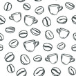 © L.Darin - Vector white seamless background (pattern) with coffee beans and cups