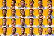 Collage Of Black Millennial Man's Different Expressions Over Yellow Background