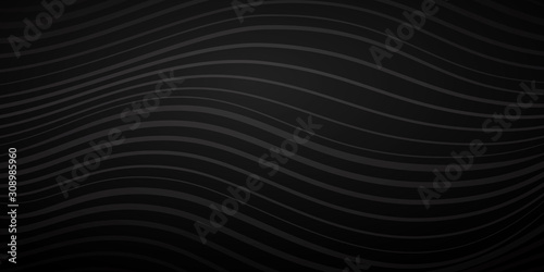 Abstract background of wavy lines of various thicknesses in black colors