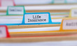 File folders with a tab labeled Life Insurance