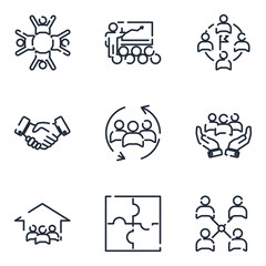 Poster - Team Work set icon template color editable. Meeting and more pack symbol vector sign isolated on white background icons vector illustration for graphic and web design.