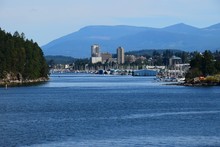 Harbour Entrance With View From The Ocean Towards The City Skyline Nanaimo, BC Canada