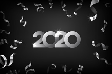 Poster - Luxury background with silver falling confetti
