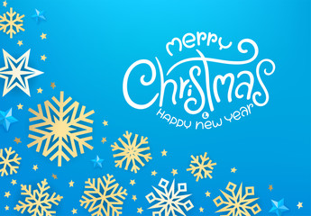 Aufkleber - Winter holidays blue greeting card with snowflakes