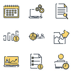 Fototapete - management set icon template color editable. Business People pack symbol vector sign isolated on white background icons vector illustration for graphic and web design.